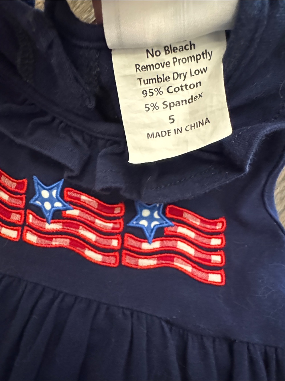 Stitchy Fish Girls 5 Navy Ruffle Flag Dress - Picture 4 of 5